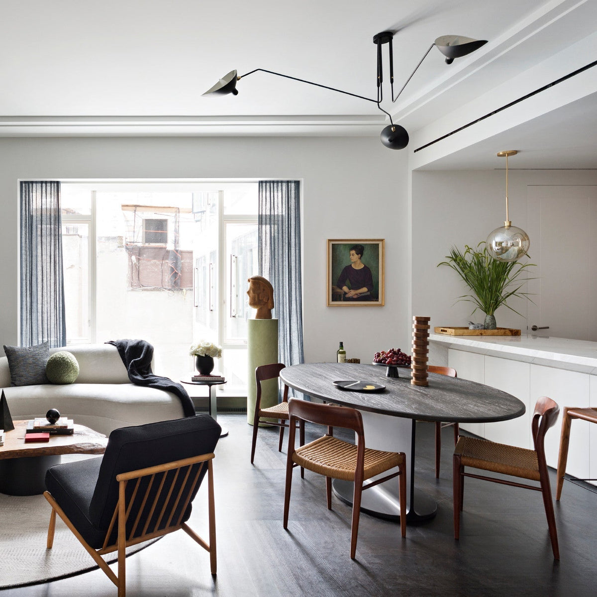 Wesley Minimalist Metal Ceiling Light Three Arm