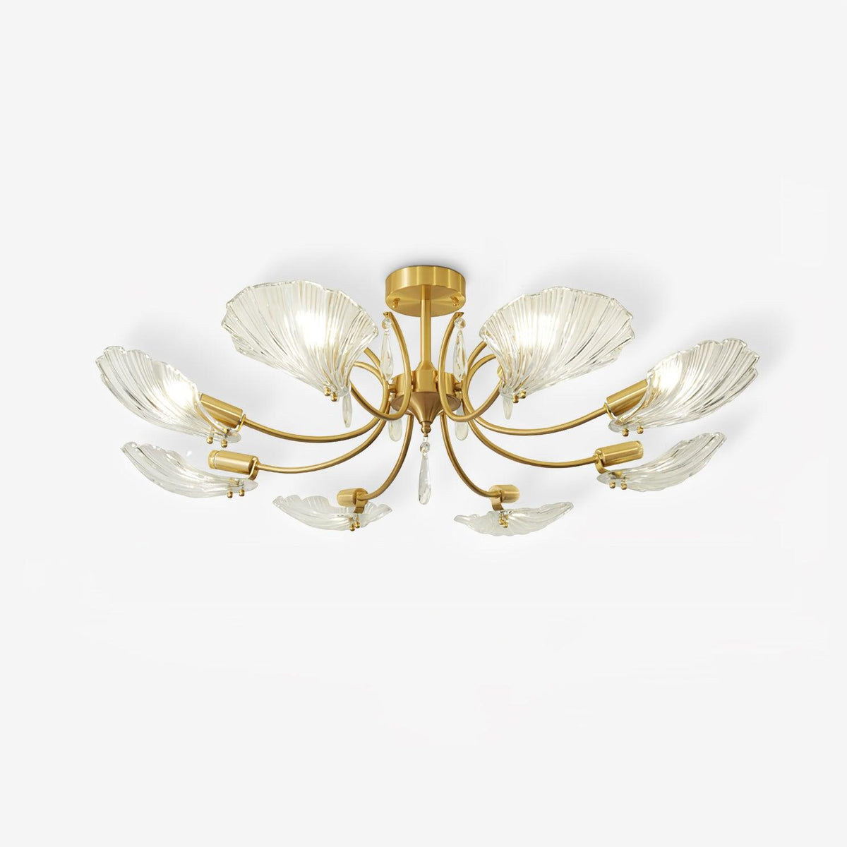 Eiriaria Petal Glass Brass Chandelier
