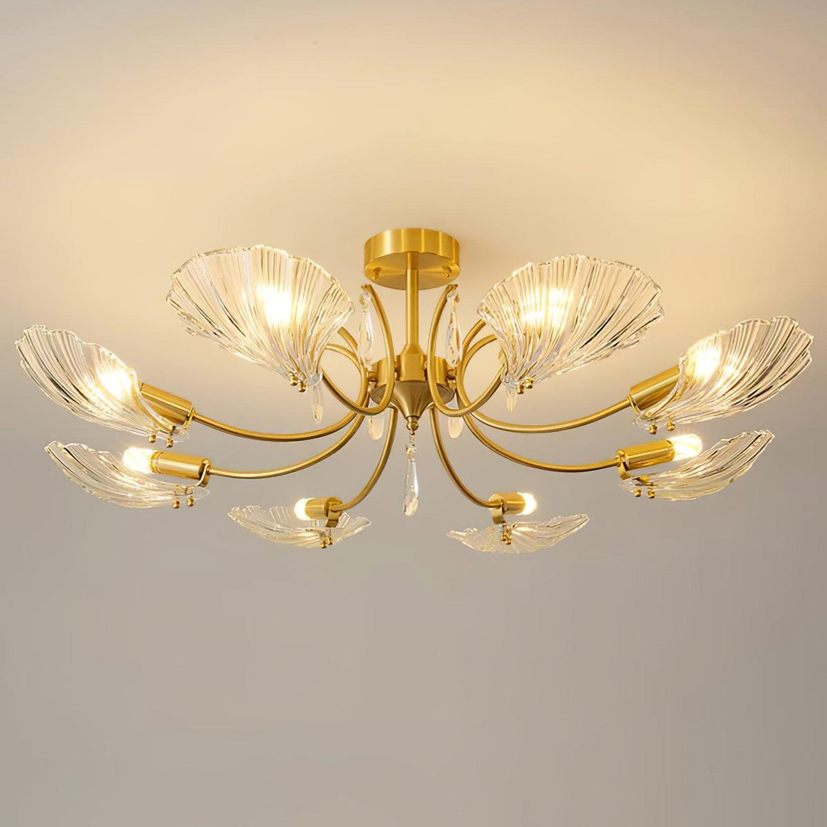 Eiriaria Petal Glass Brass Chandelier