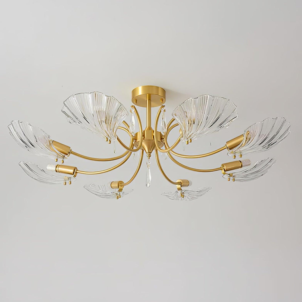Eiriaria Petal Glass Brass Chandelier