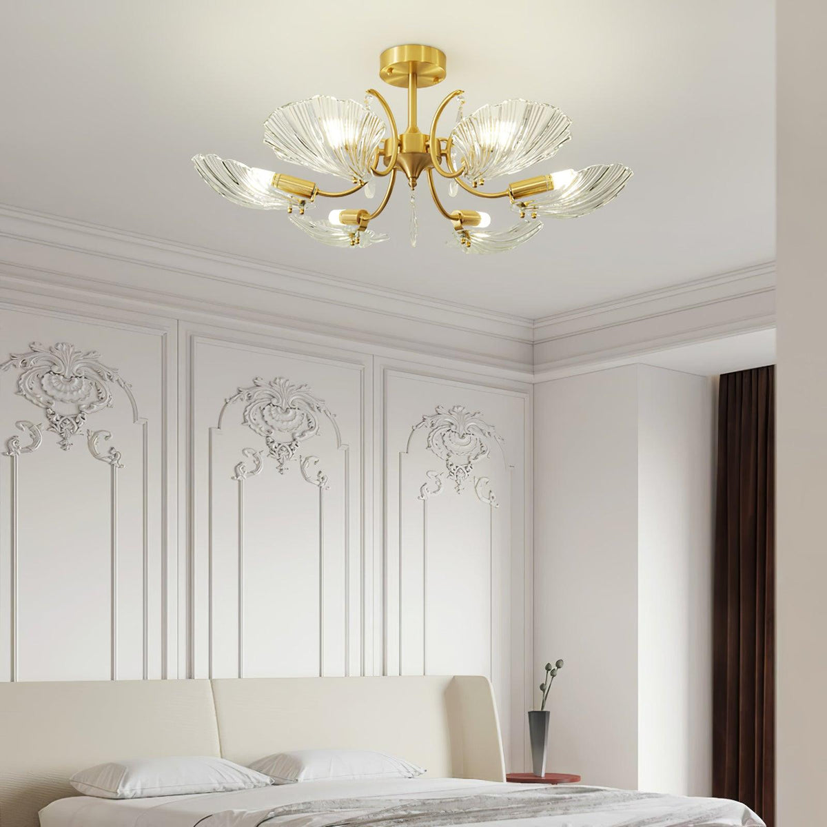 Eiriaria Petal Glass Brass Chandelier