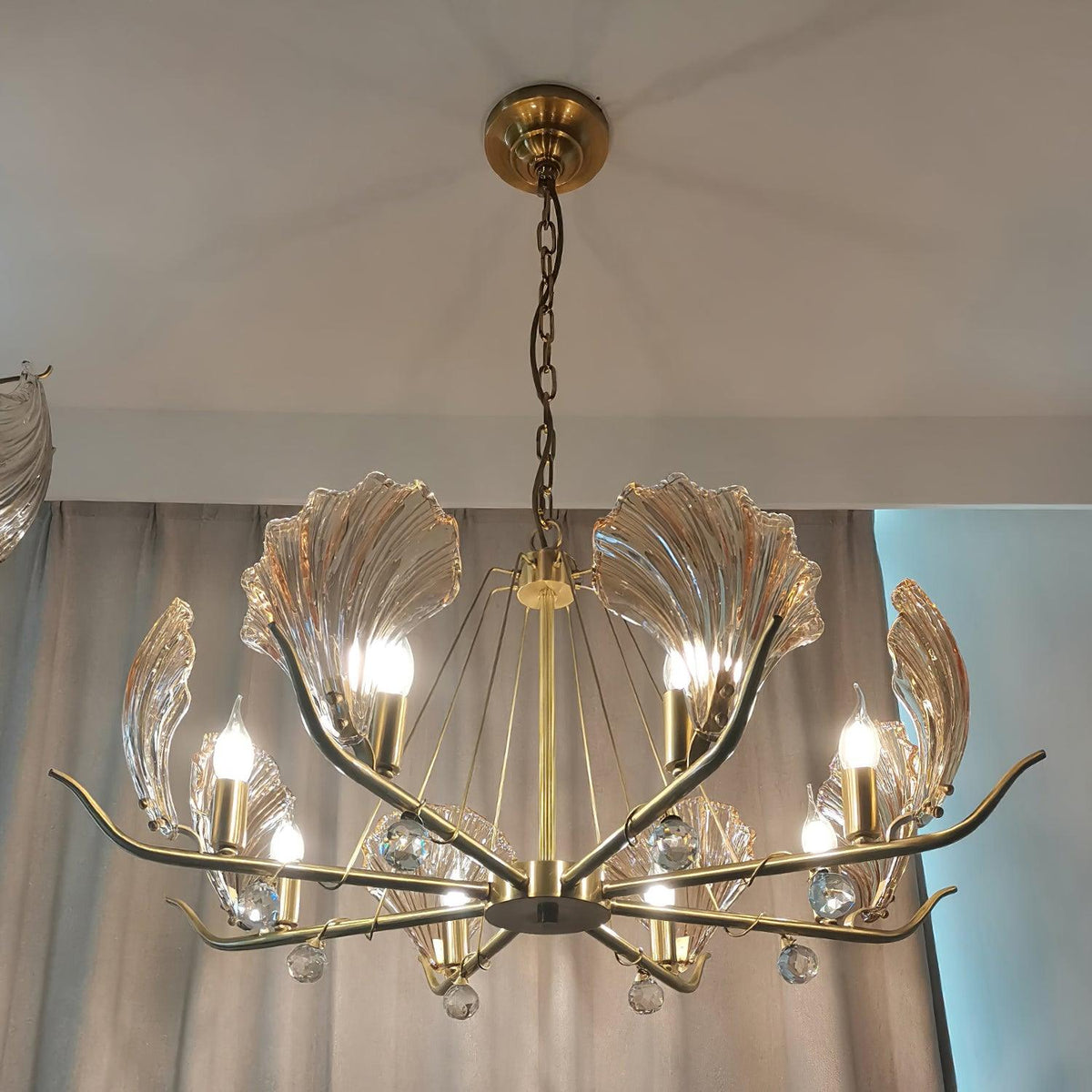 Luxereon Chandelier Shell Crystal Leaf Copper