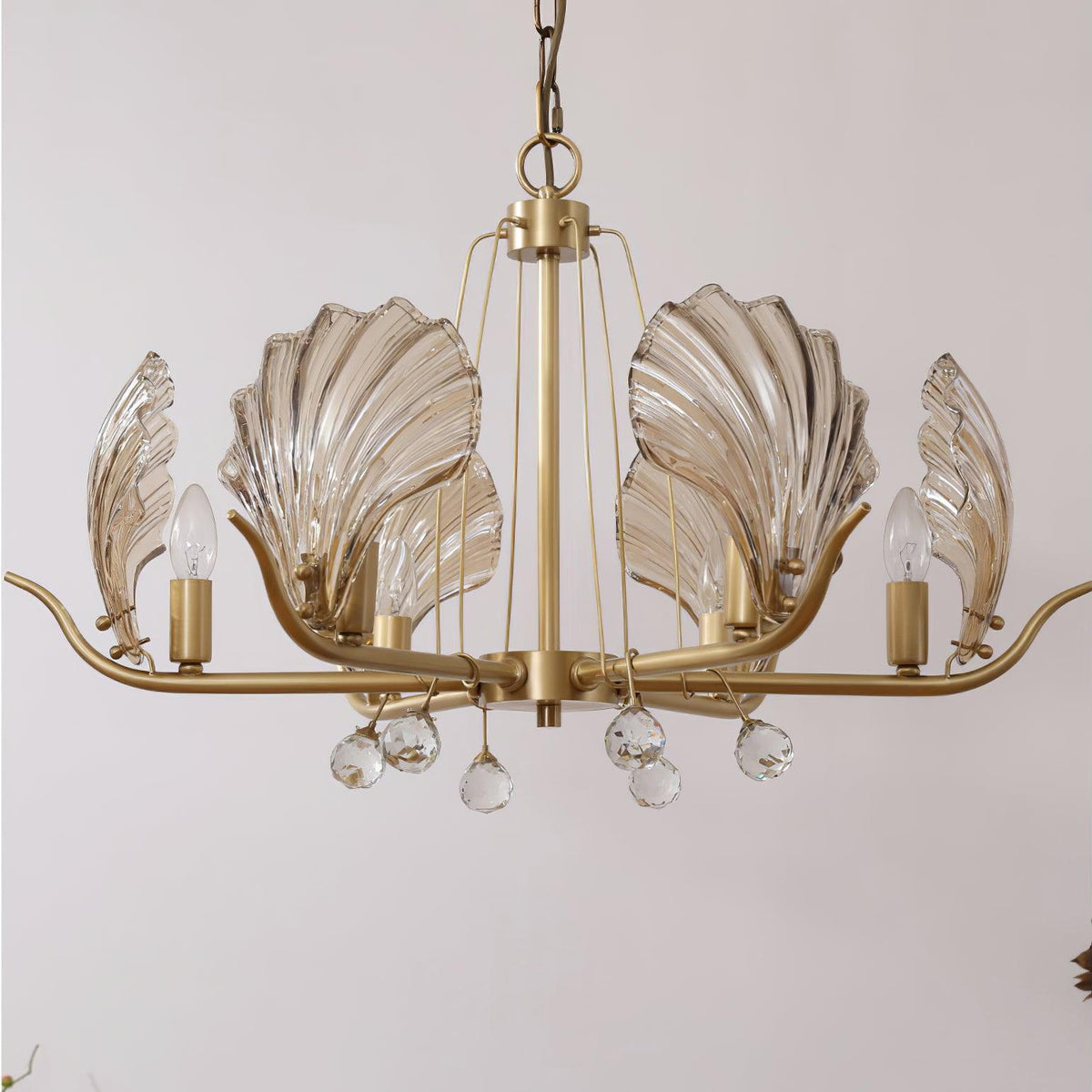 Luxereon Chandelier Shell Crystal Leaf Copper