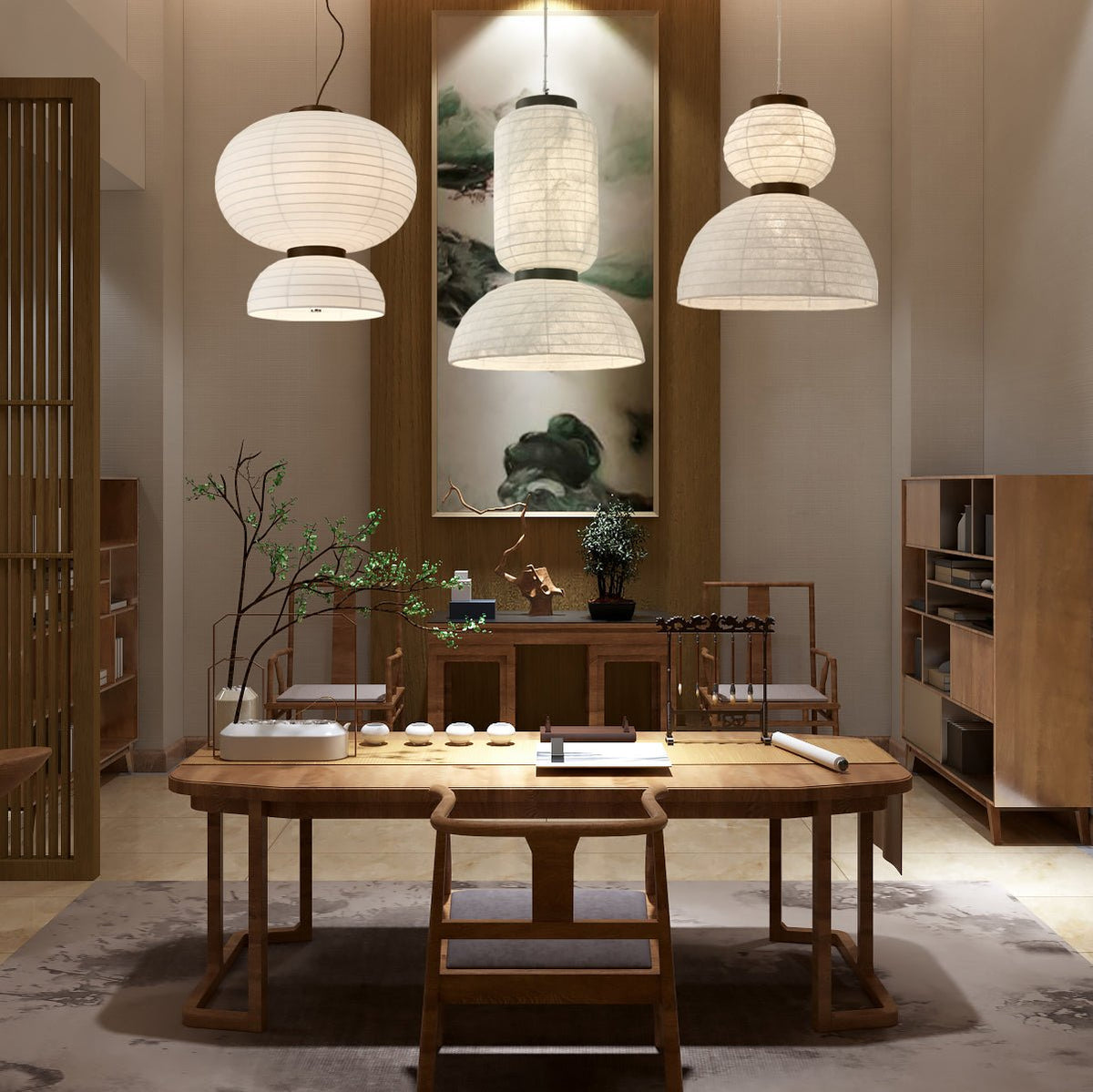 Uldoror Traditional Art Modern Silk Pendant Light
