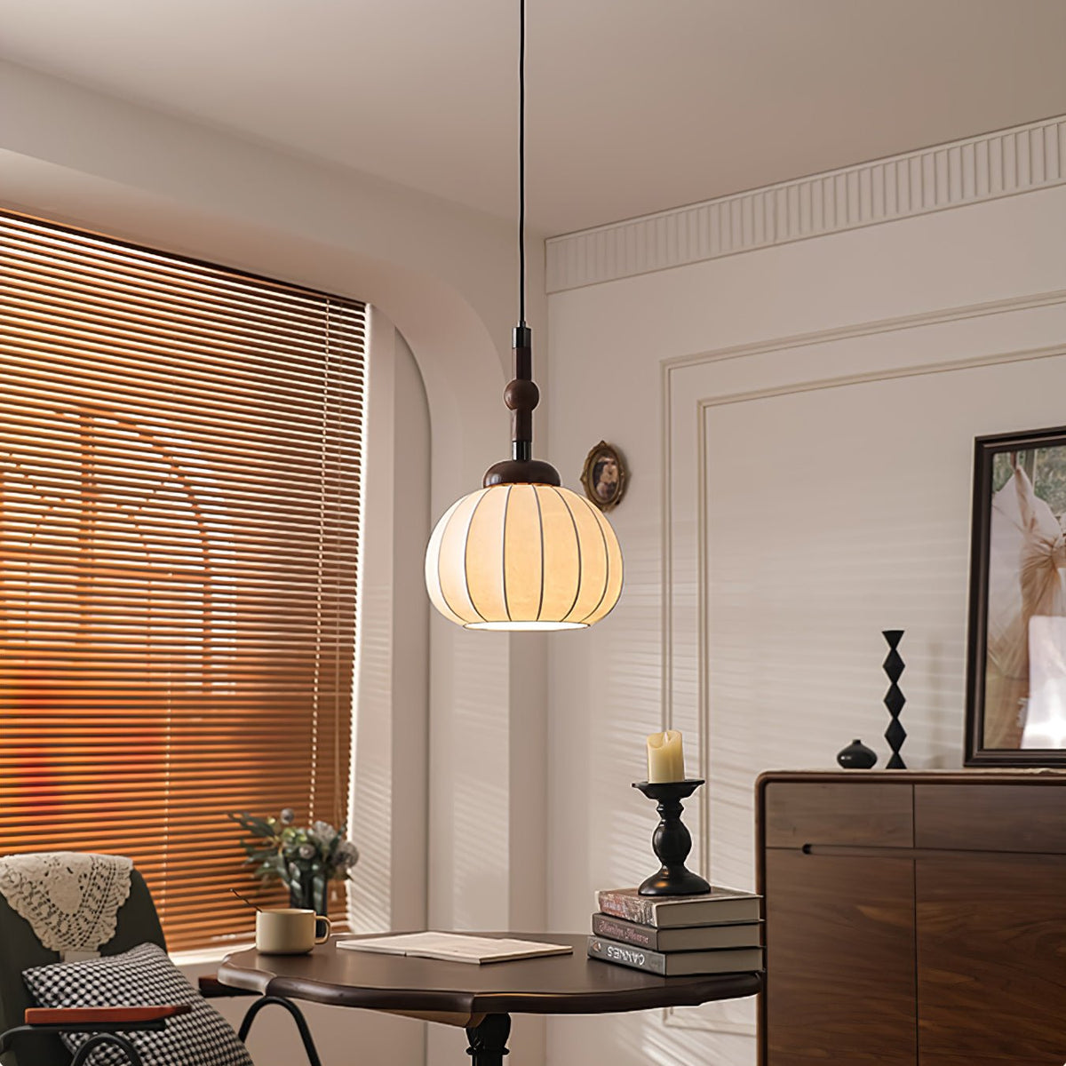 Livenor Silk & Wood Scandinavian Pendant Lamp