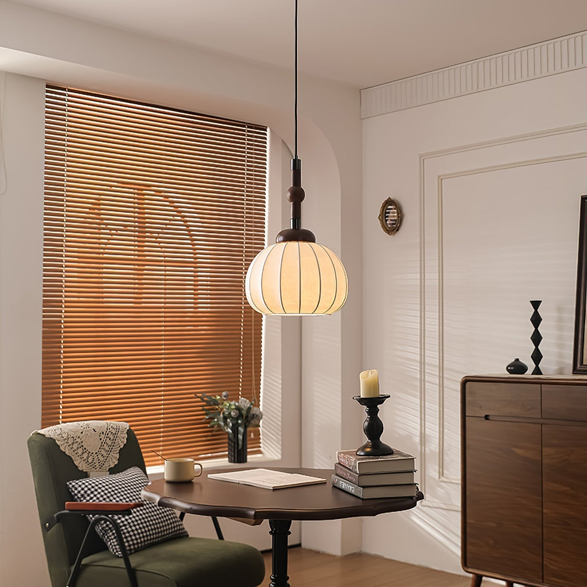 Livenor Silk & Wood Scandinavian Pendant Lamp