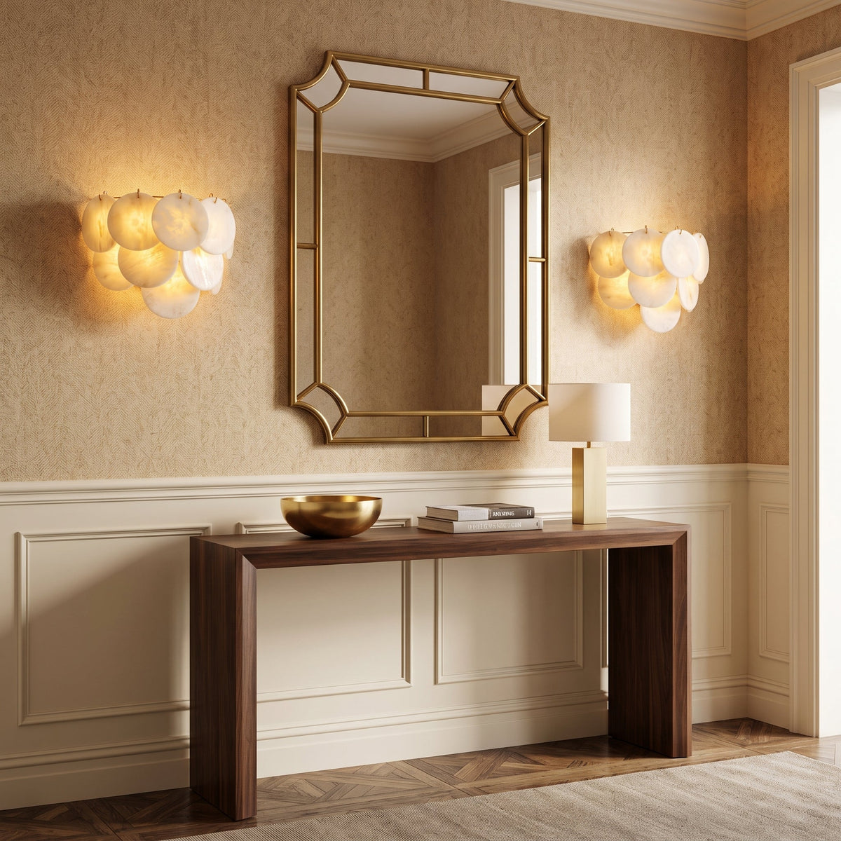 Pemberhurst Alabaster Disc Wall Sconce