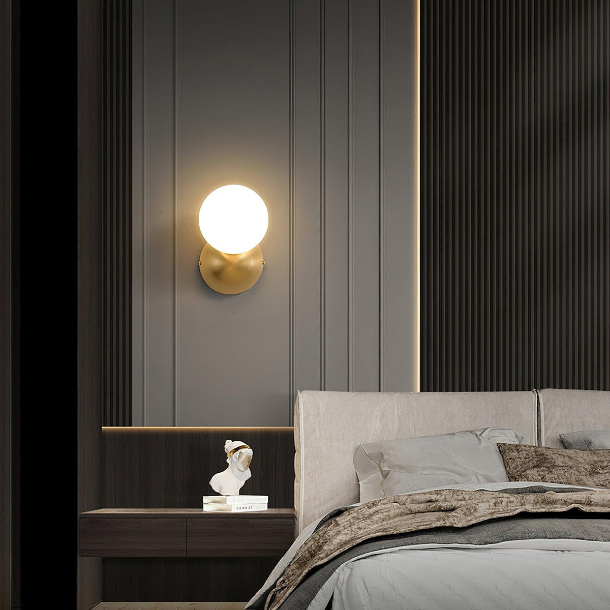 Velirina Sphere Glass Brass Wall Light