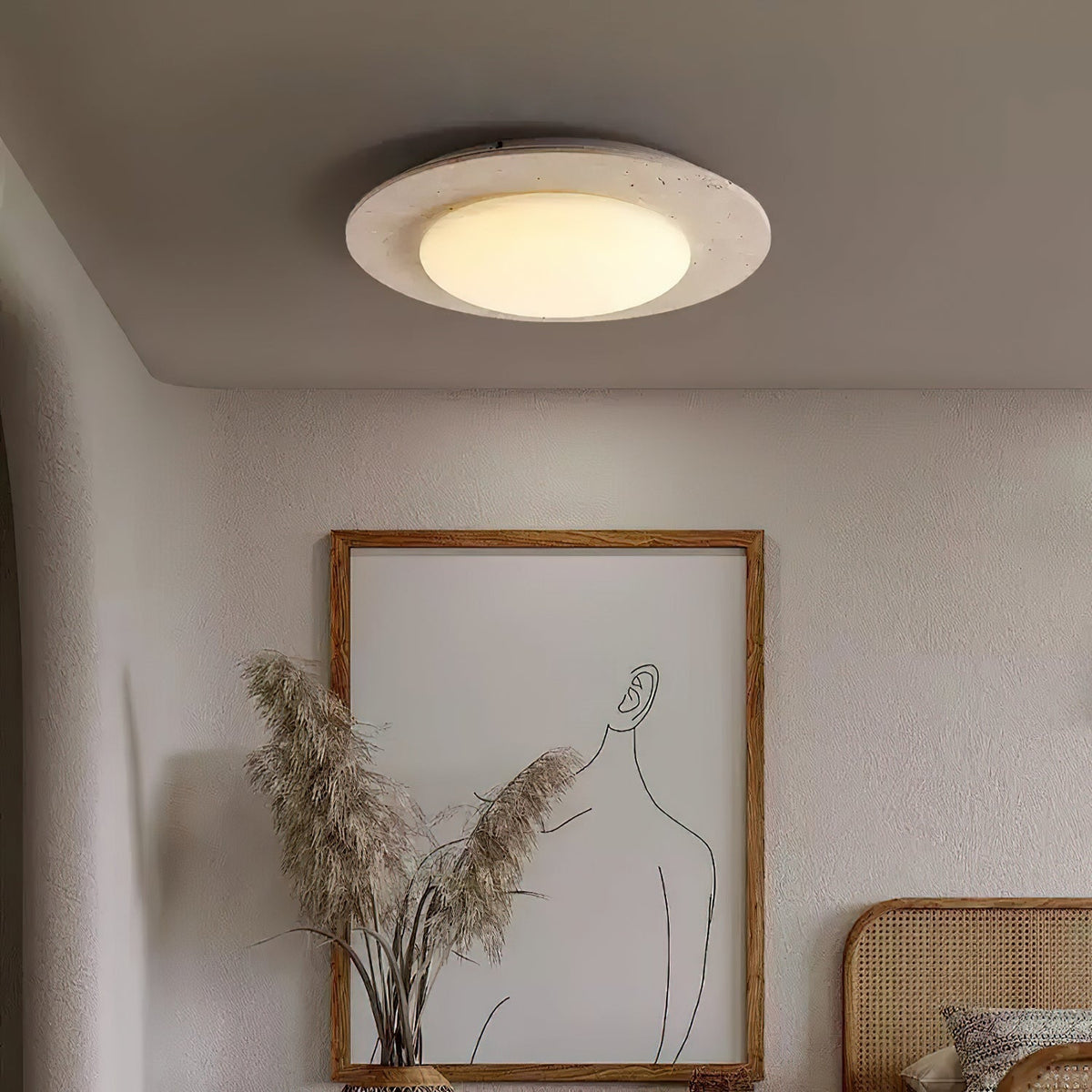Arsoror Flush-Mount Travertine Ceiling Light