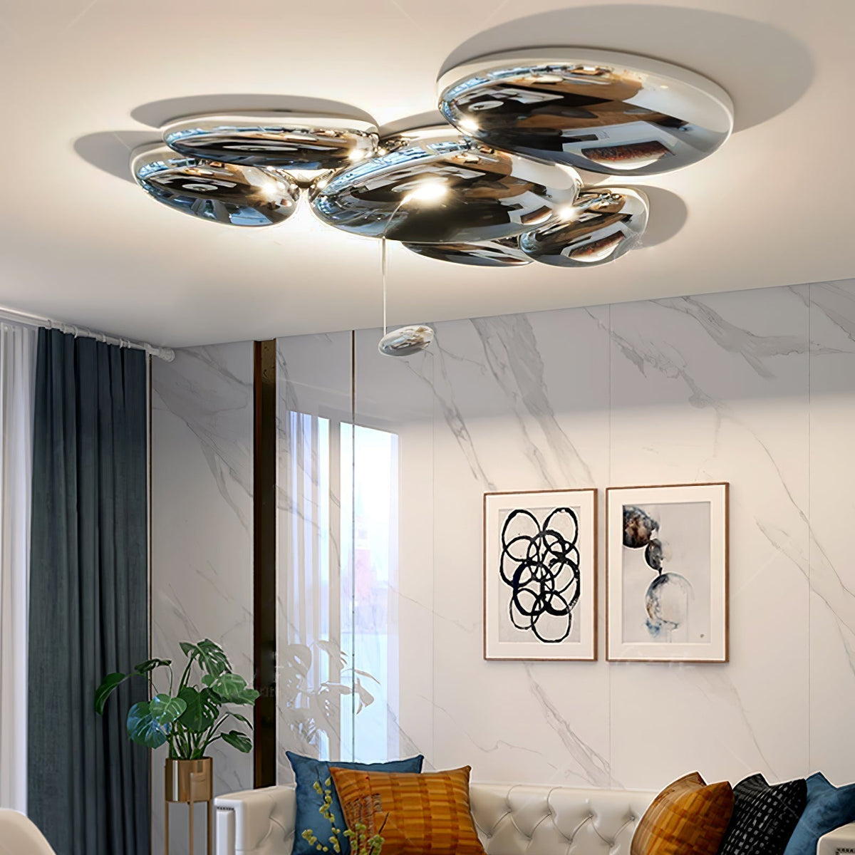 Vostix Ceiling Lamp Chrome Pebble Modern