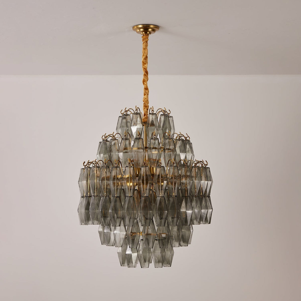 Celiiel Chandelier Smoke Gray Prism Glass Layered