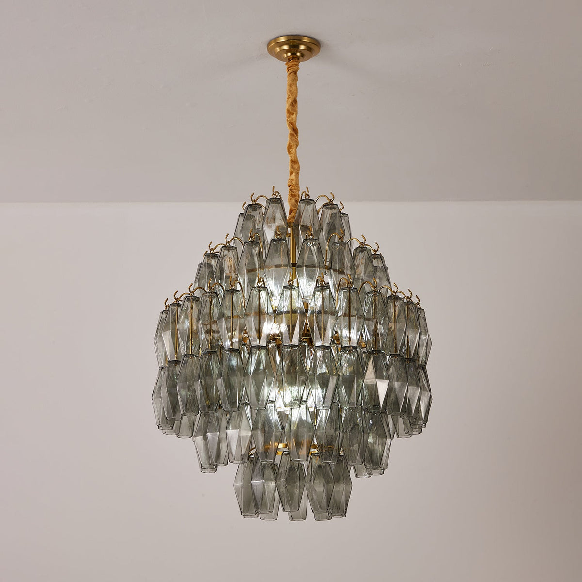 Celiiel Chandelier Smoke Gray Prism Glass Layered
