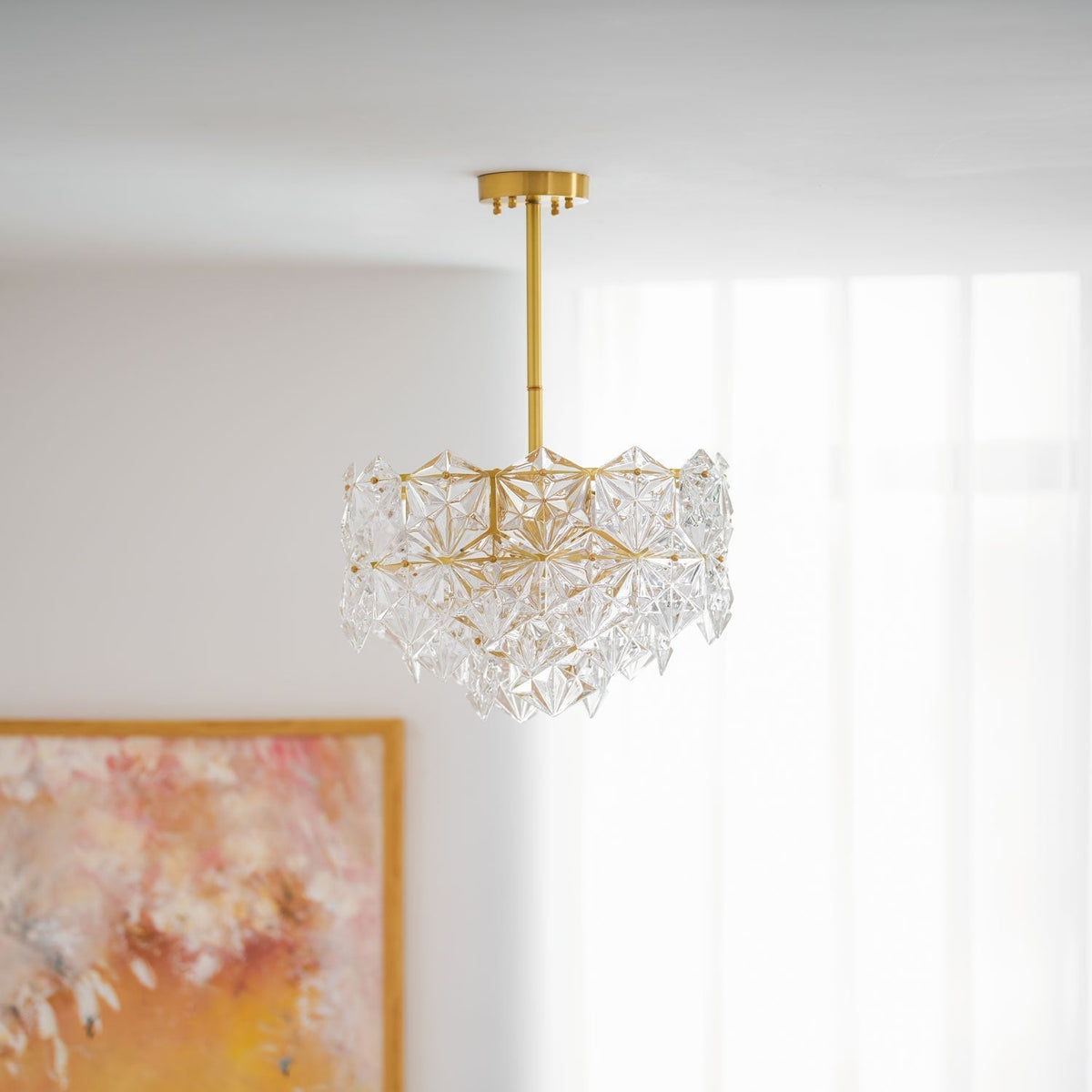 Eirararia Chandelier Snowflake Glass Gold