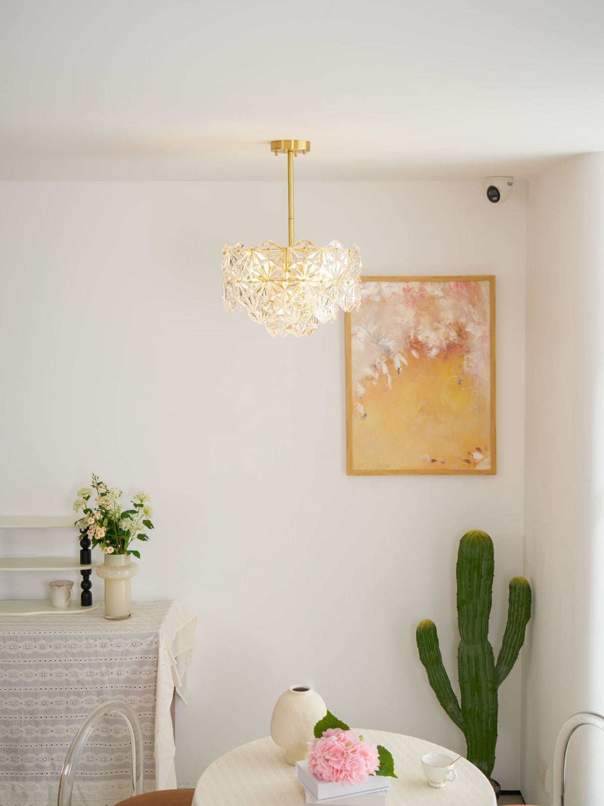 Eirararia Chandelier Snowflake Glass Gold