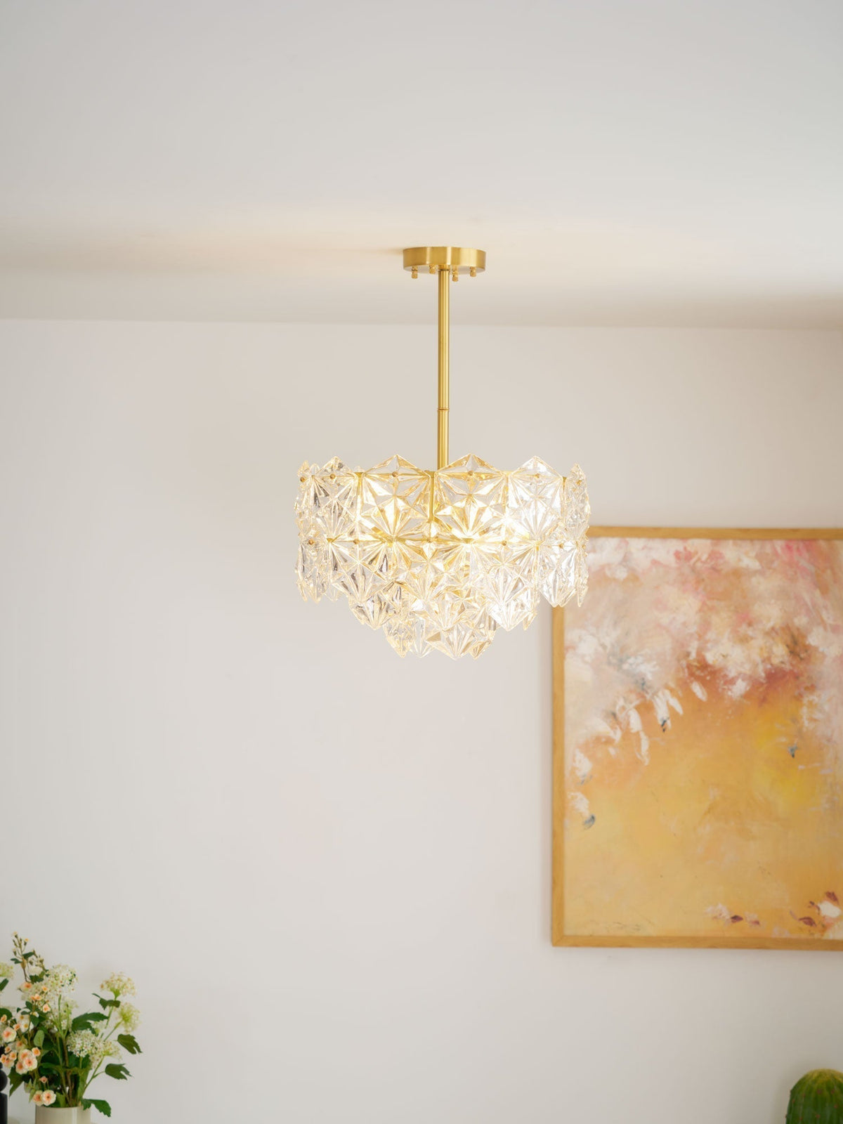 Eirararia Chandelier Snowflake Glass Gold