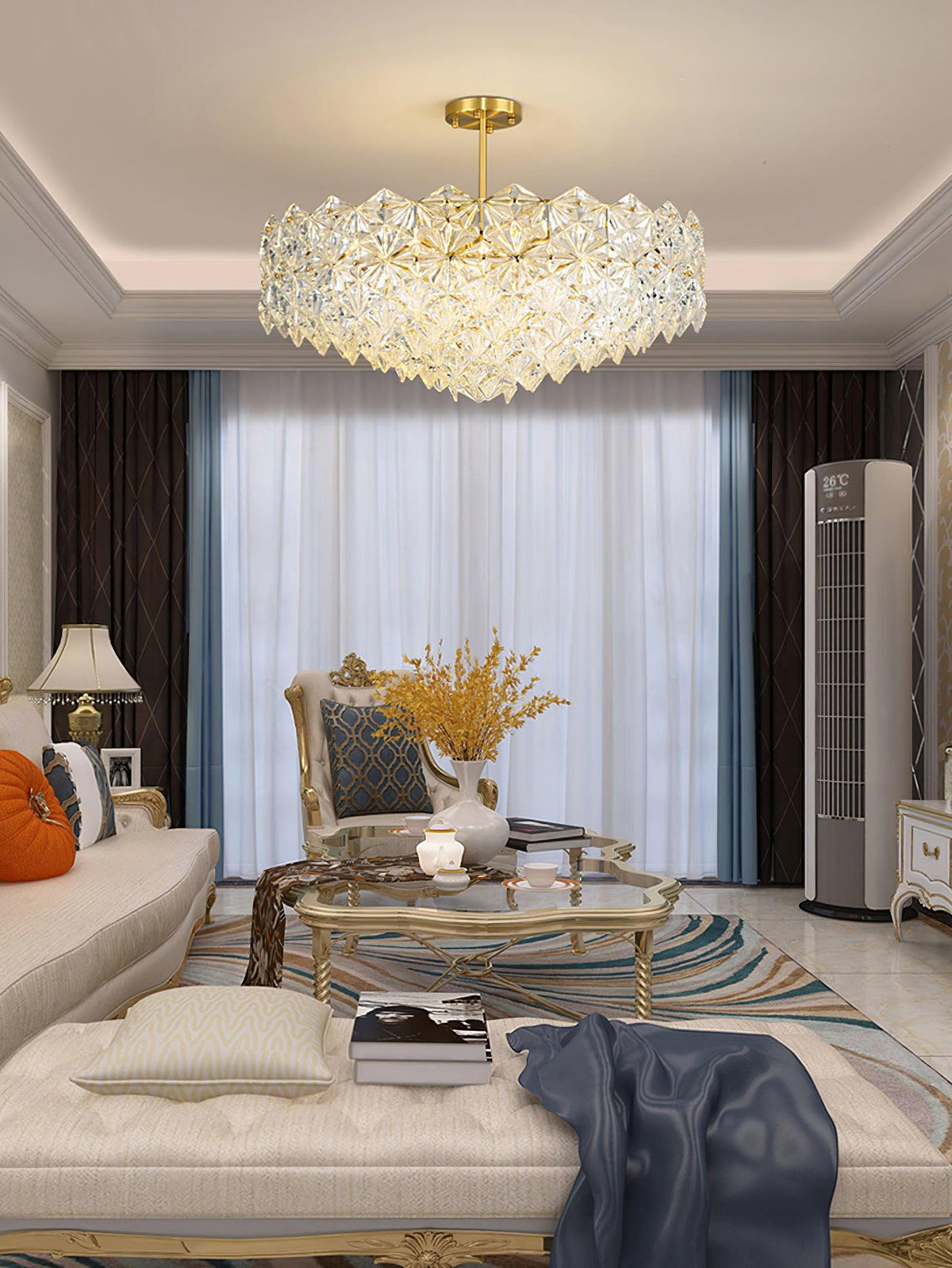 Eirararia Chandelier Snowflake Glass Gold