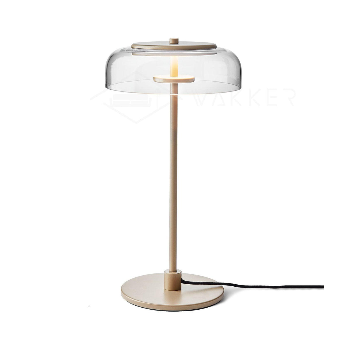 Rinelette Table Lamp Clear Glass Shade Wood Base