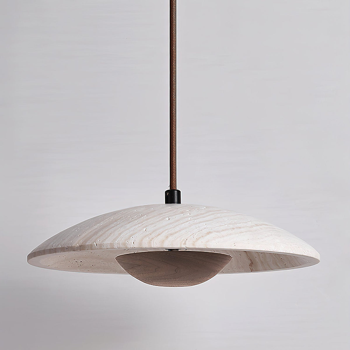 Nadine Wide-Brim Travertine Pendant Light