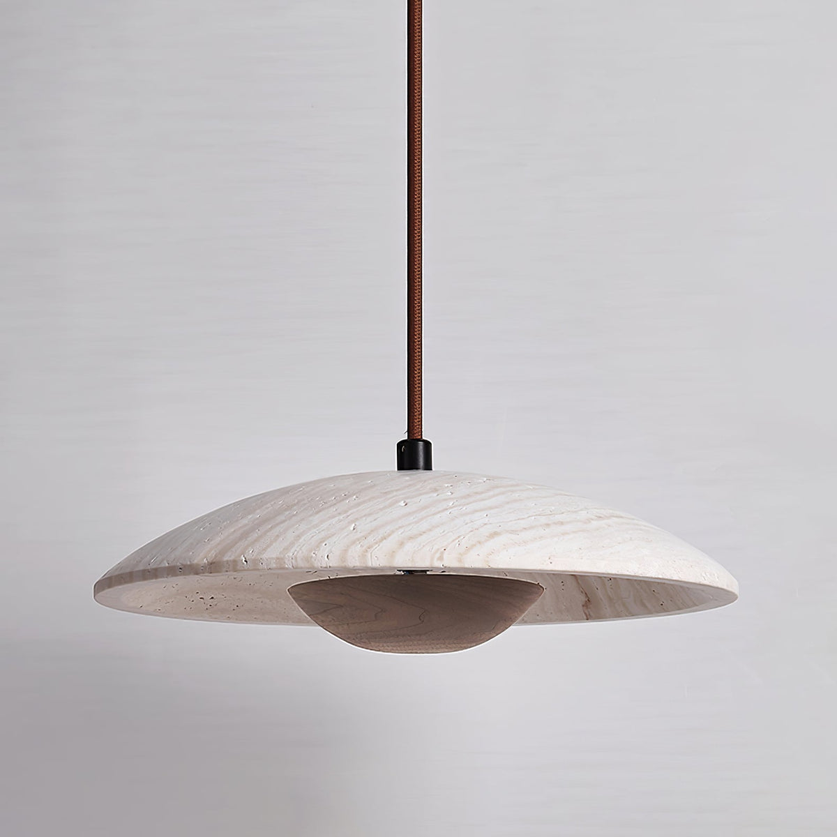 Nadine Wide-Brim Travertine Pendant Light