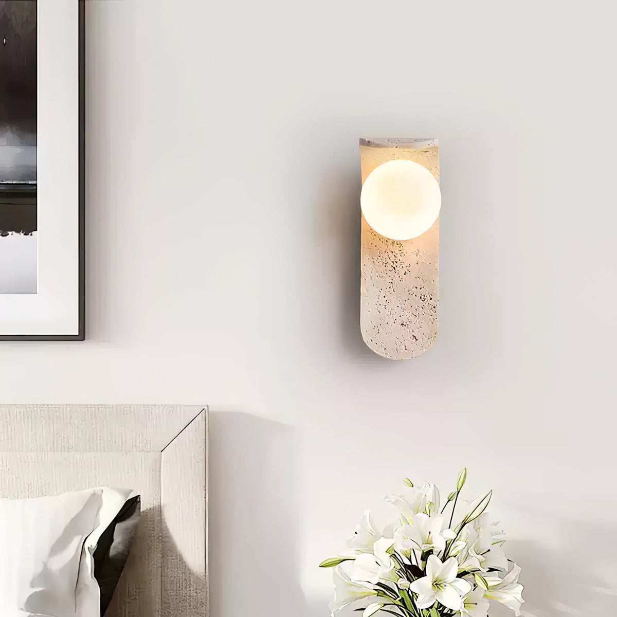Arkoviel Sconce-Frame Travertine Wall Light