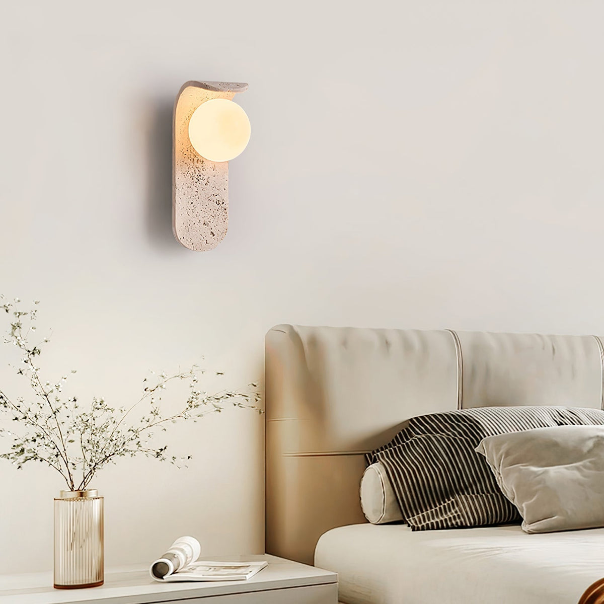 Arkoviel Sconce-Frame Travertine Wall Light