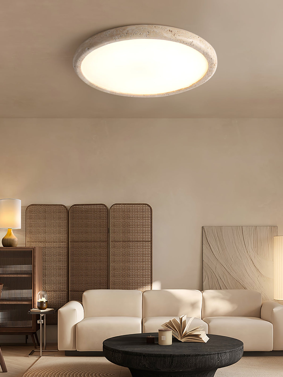 Aurrina Ring Frame Travertine Ceiling Light