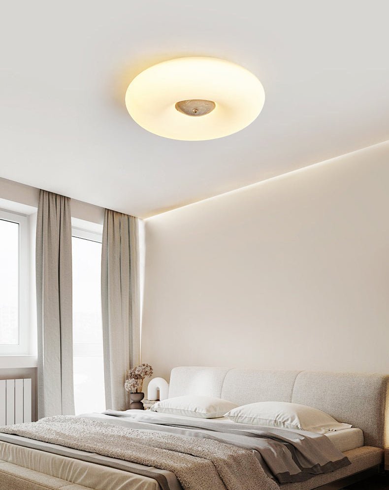 Flen Yellow Travertine Ring Ceiling Light
