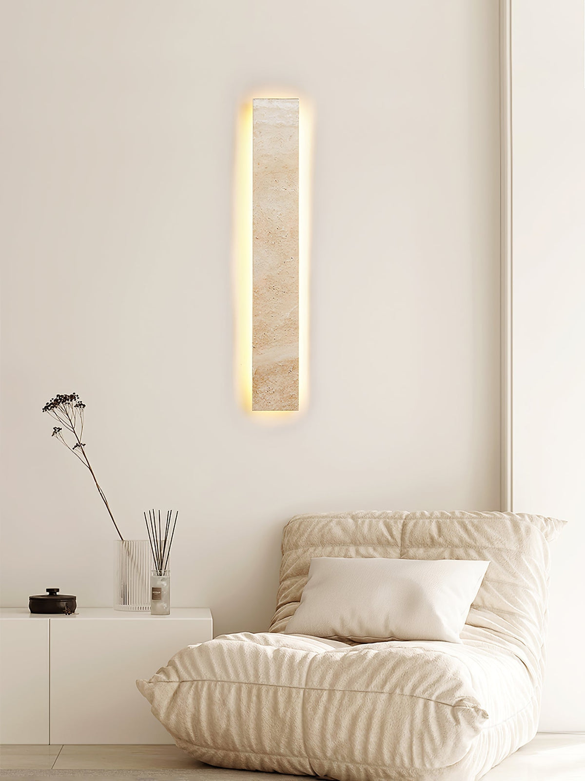 Tavoelia Slim Rectangle Travertine Linear Wall Light