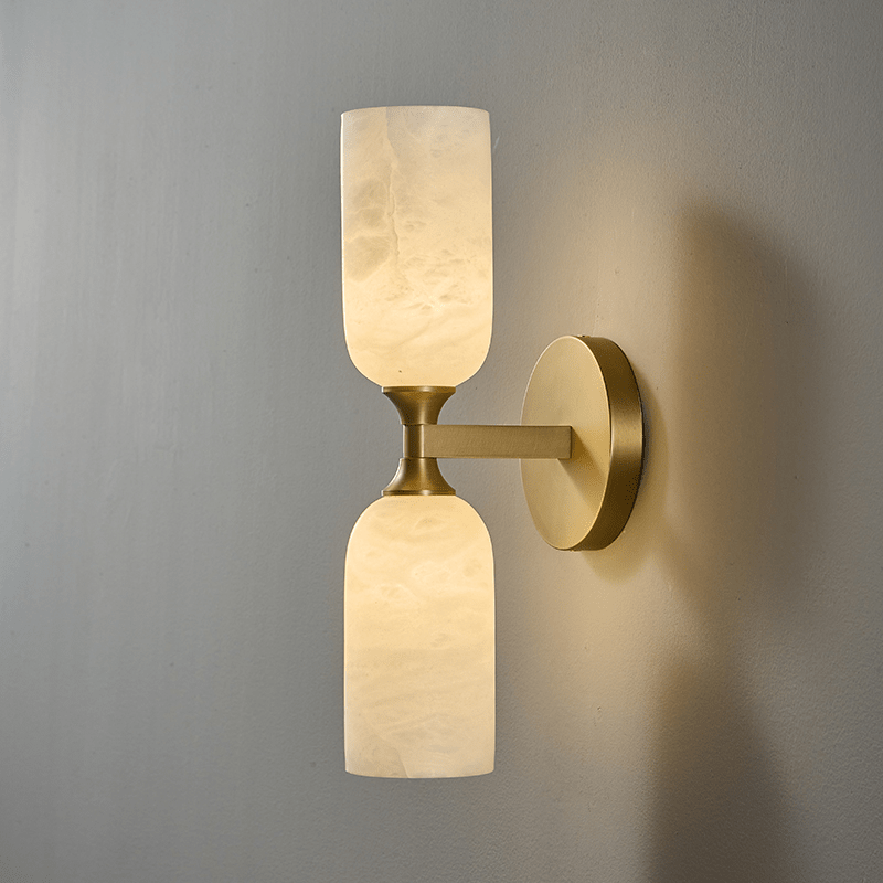 Sabriel Solmira Twin Alabaster Wall Sconce