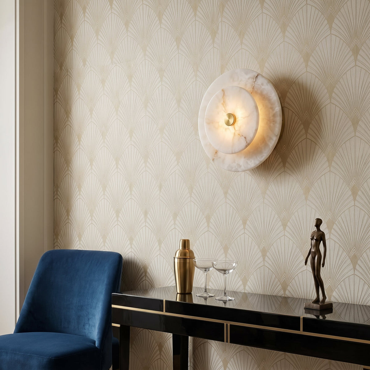 Ravelford Disc Alabaster Wall Sconce