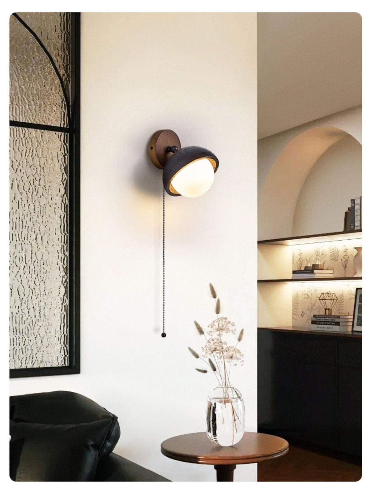 Serenaria Globe Black Travertine Pivot Sconce