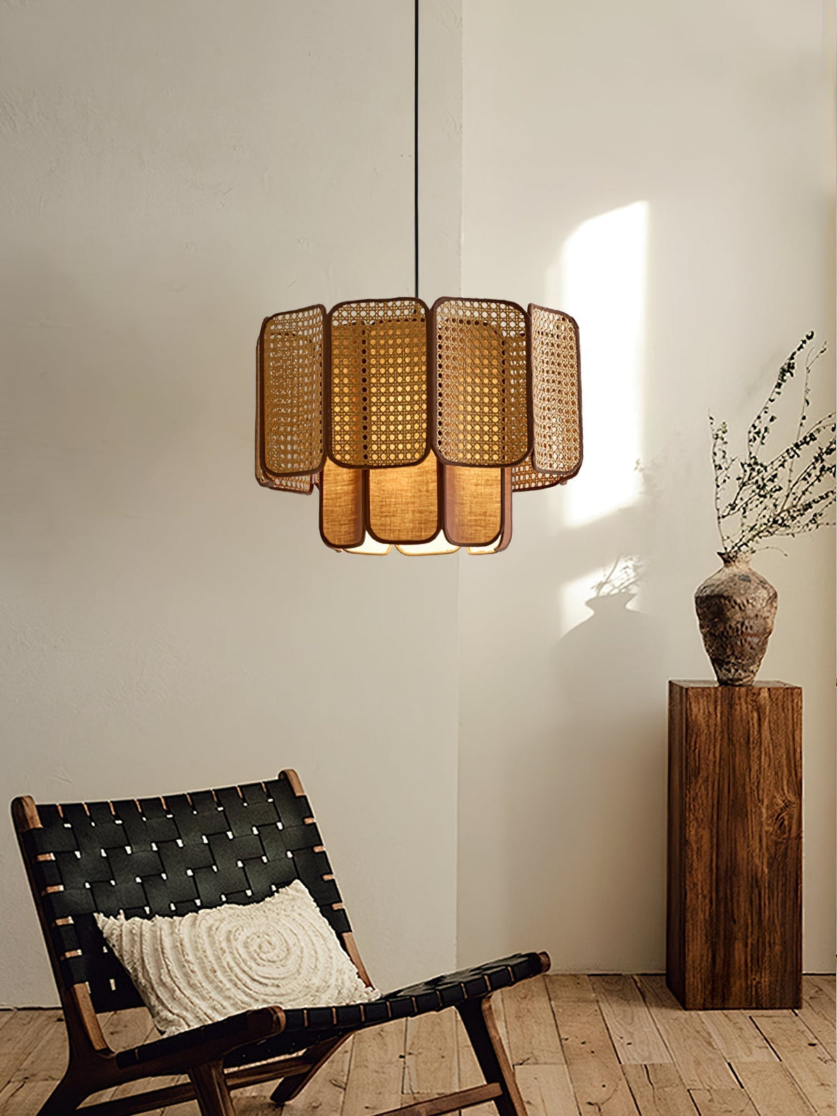 Cane Vintage Fabric Pendant Lamp