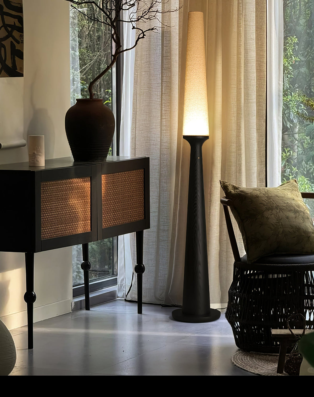 Vetheora Tapered Wood Floor Lamp