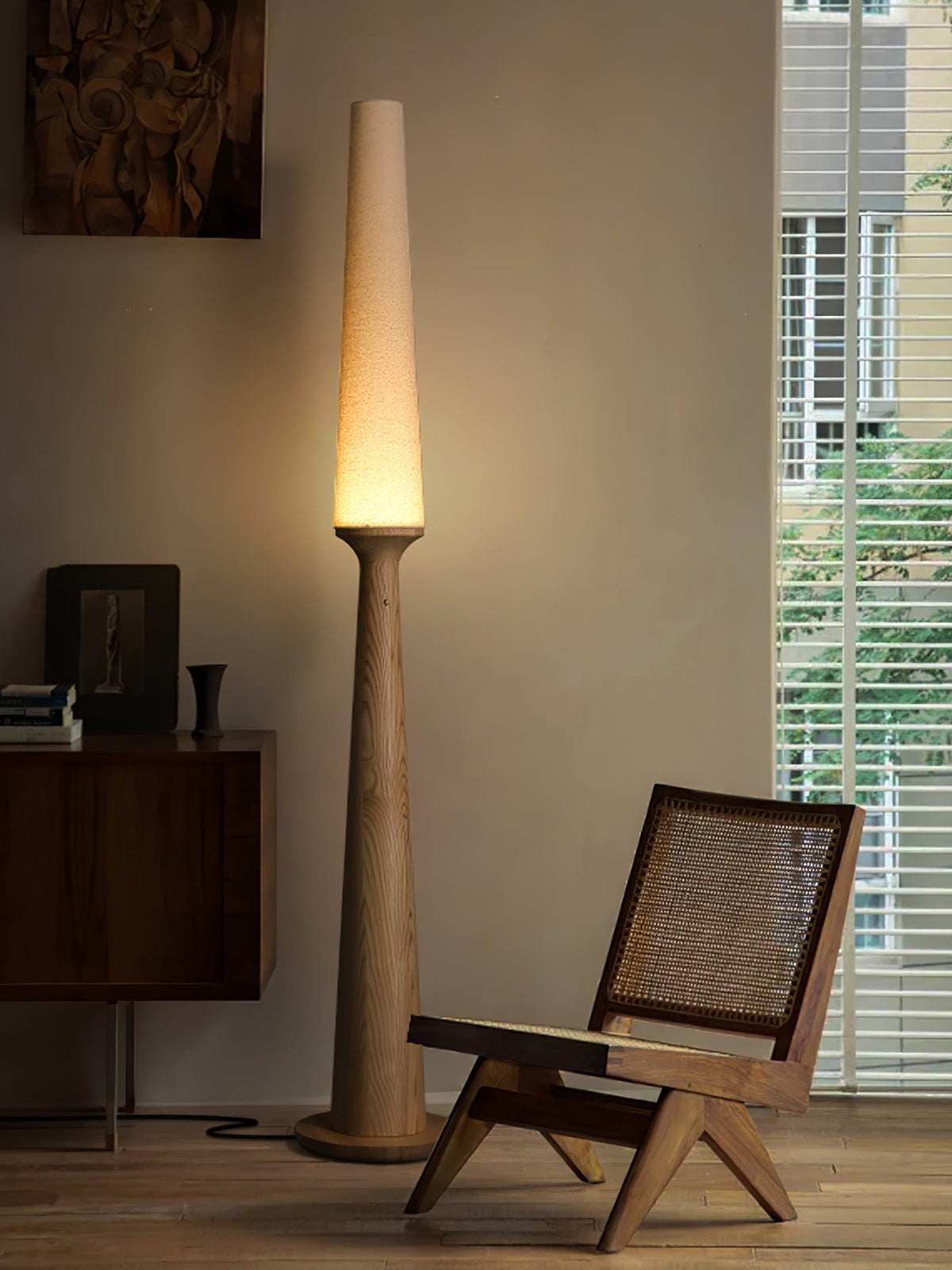 Vetheora Tapered Wood Floor Lamp