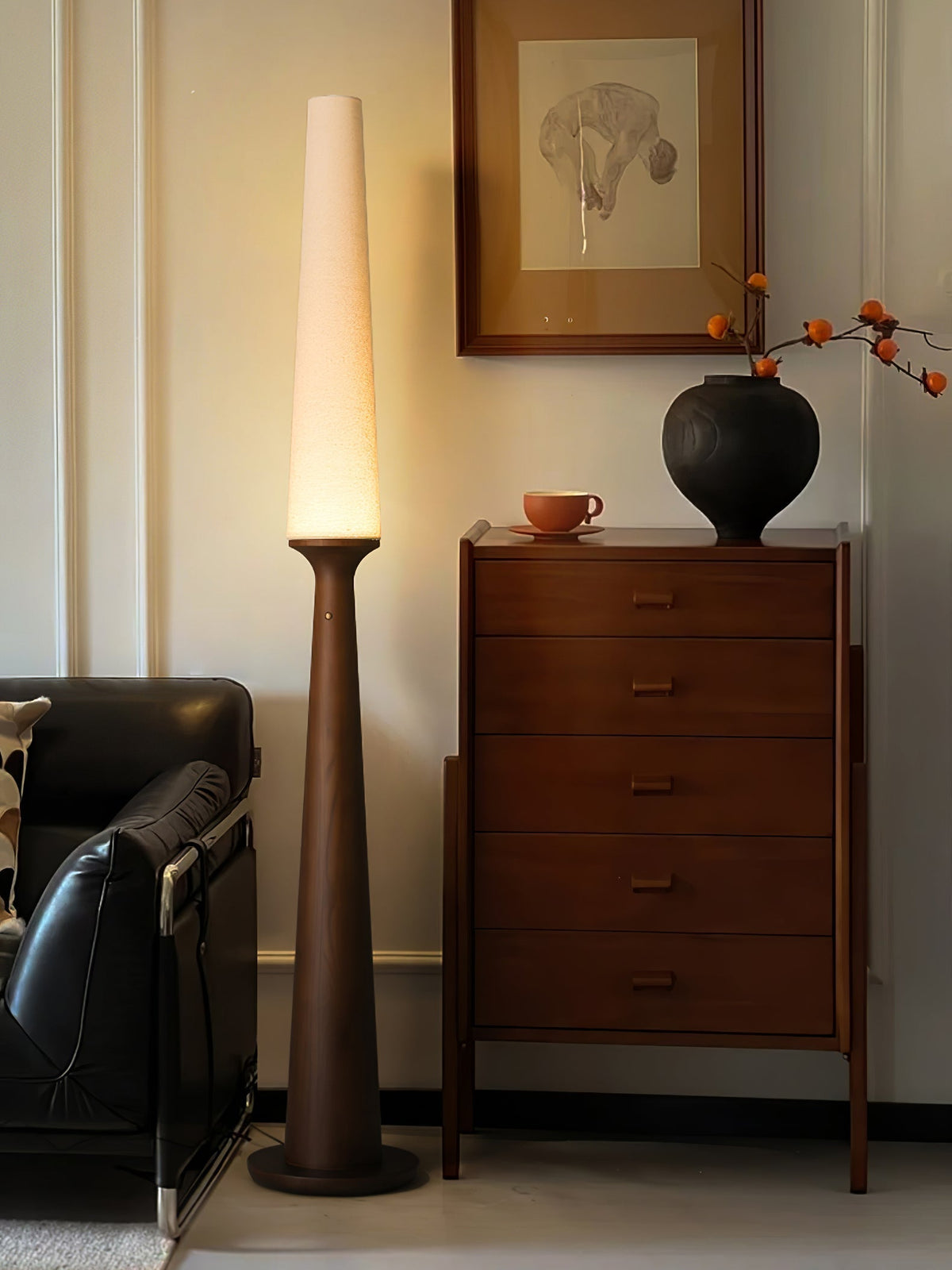 Vetheora Tapered Wood Floor Lamp