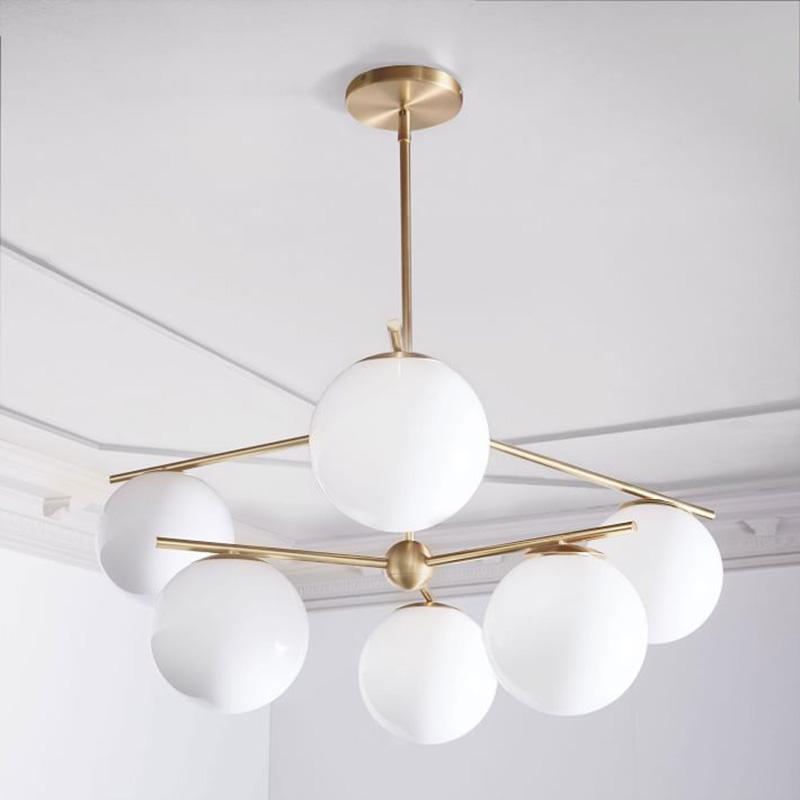Leander Chandelier Sphere & Stem Modern Gold LED