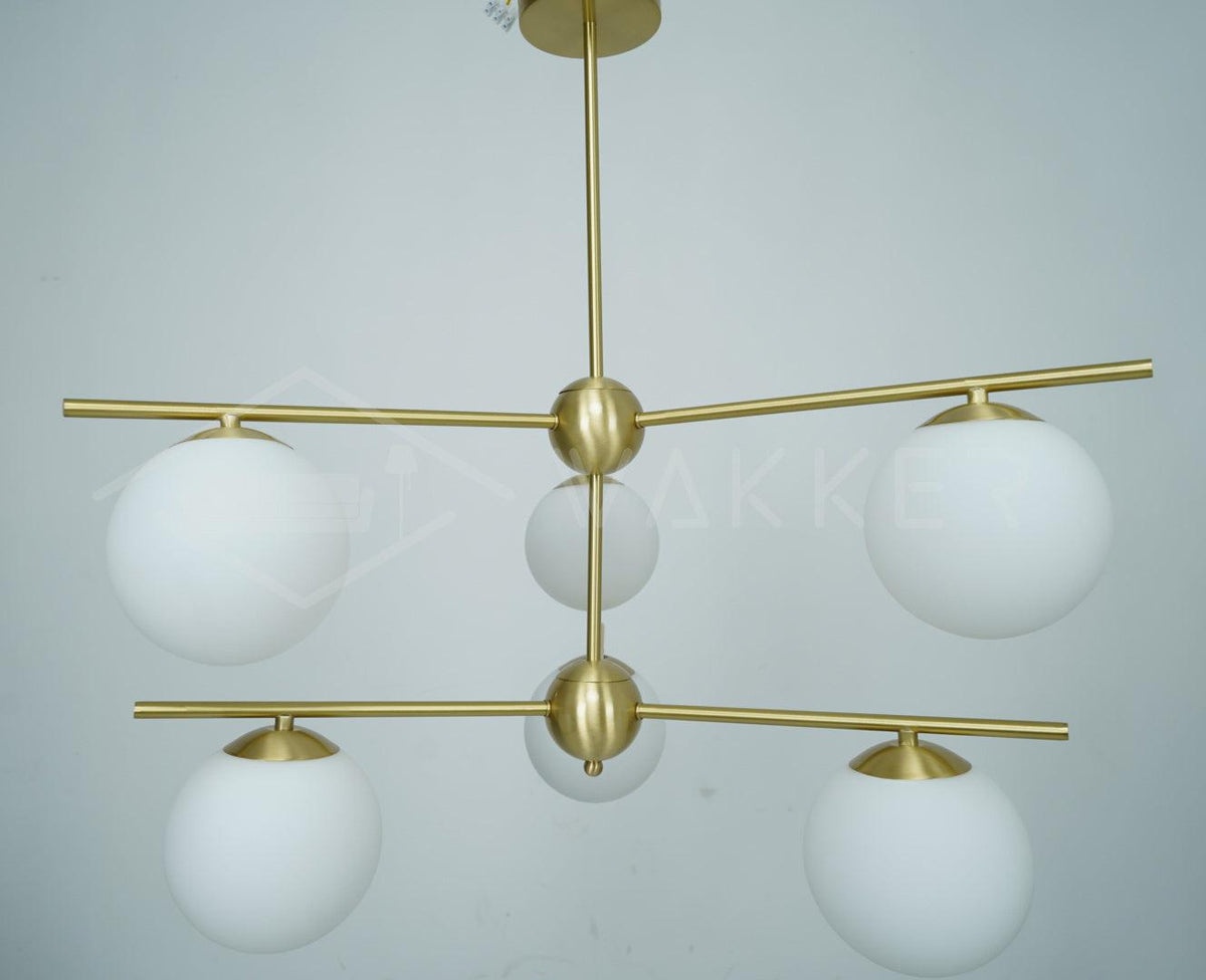 Leander Chandelier Sphere & Stem Modern Gold LED