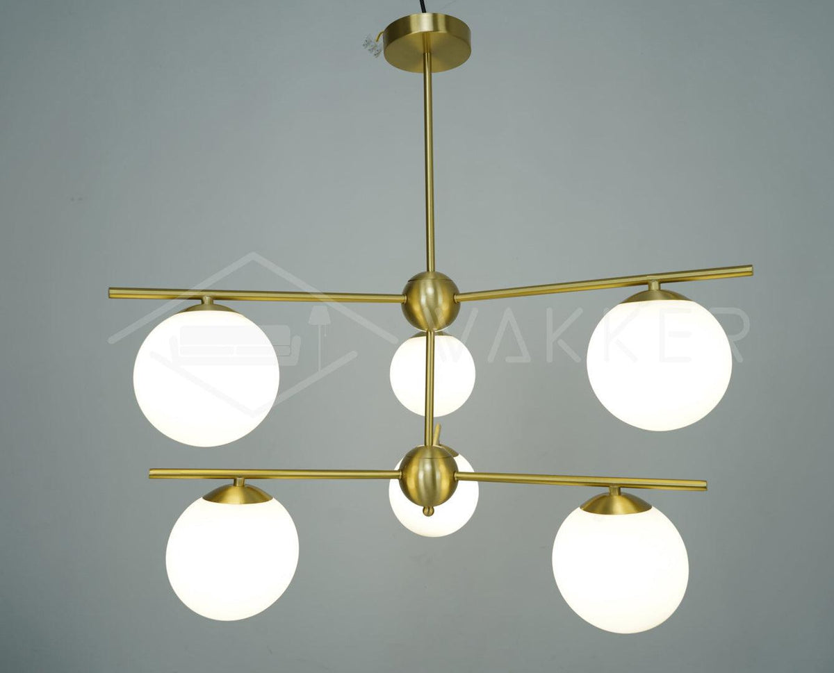 Leander Chandelier Sphere & Stem Modern Gold LED