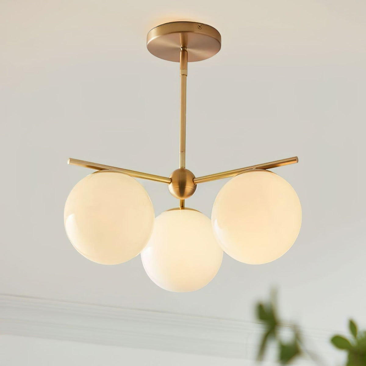 Leander Chandelier Sphere & Stem Modern Gold LED