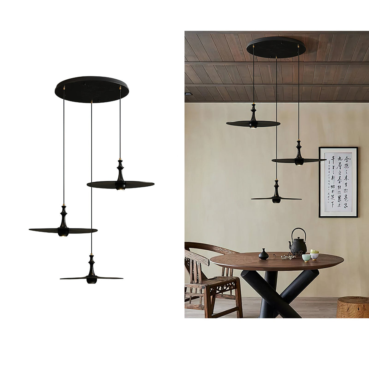Syrinyra Sculptural Wood Disc Pendant Light