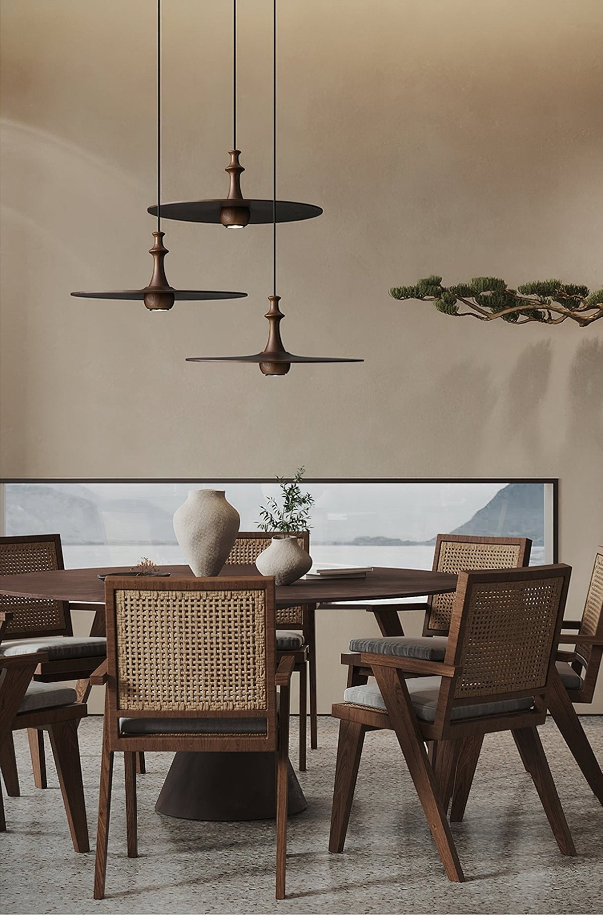 Syrinyra Sculptural Wood Disc Pendant Light