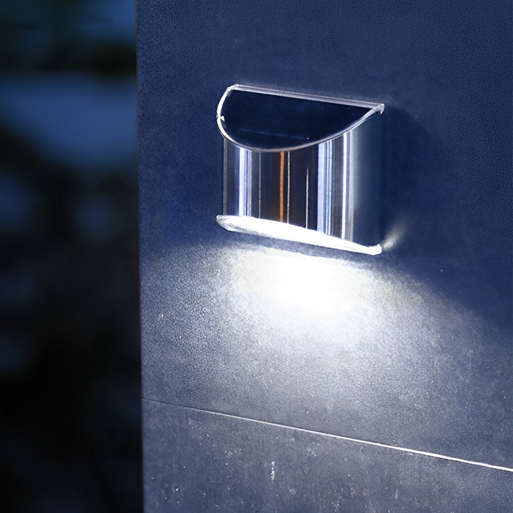 Stainless Steel Minimalist Waterproof Silver Modern Solar Wall Lamp - Lamp Outdoor