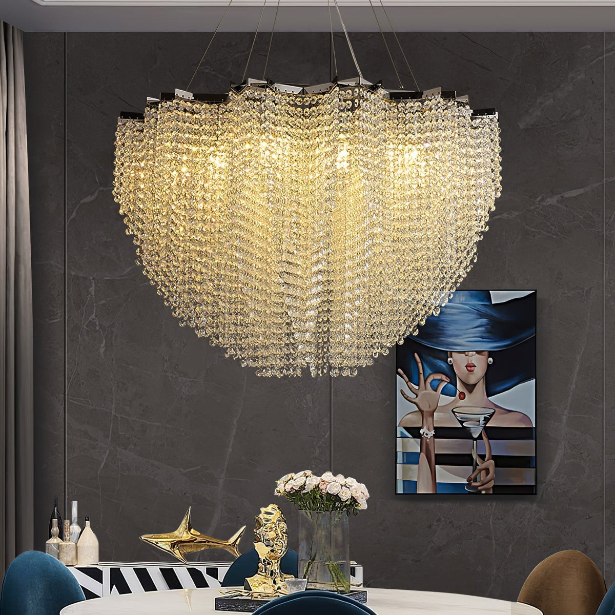 Zashayra Crystal Column Chandelier