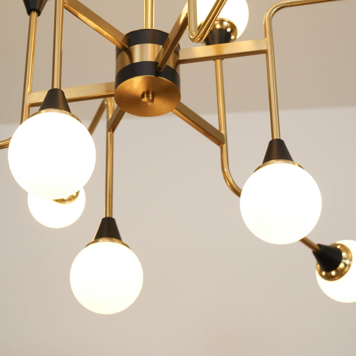 Wasgt Chandelier Stilnovo Brass Black Glass