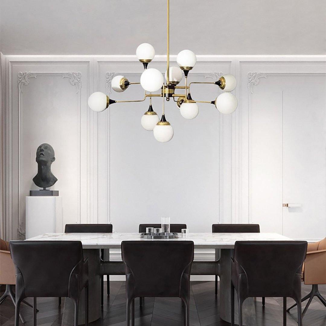 Wasgt Chandelier Stilnovo Brass Black Glass