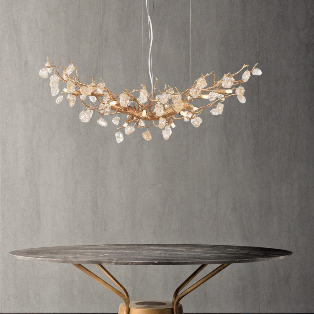 Arborea Brass Branch Crystal Chandelier