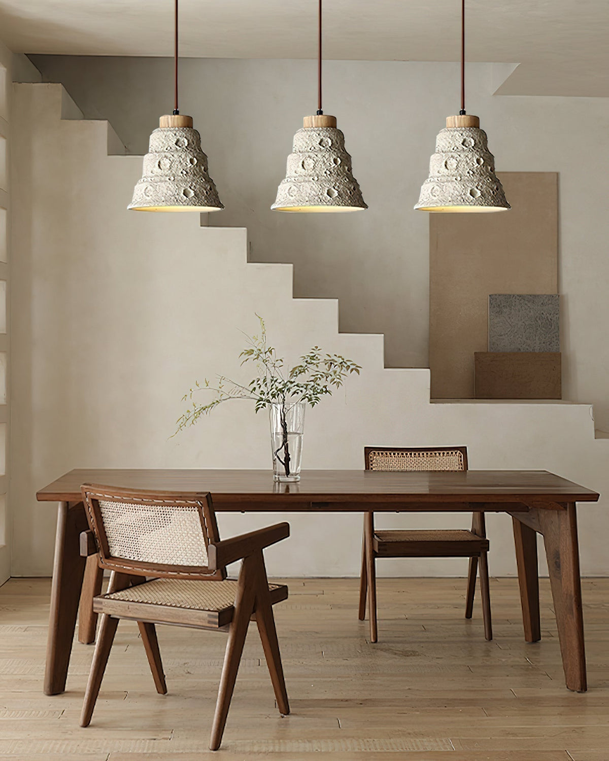 Ilphaeth Nordic Art Bell Stone Wood Pendant Light