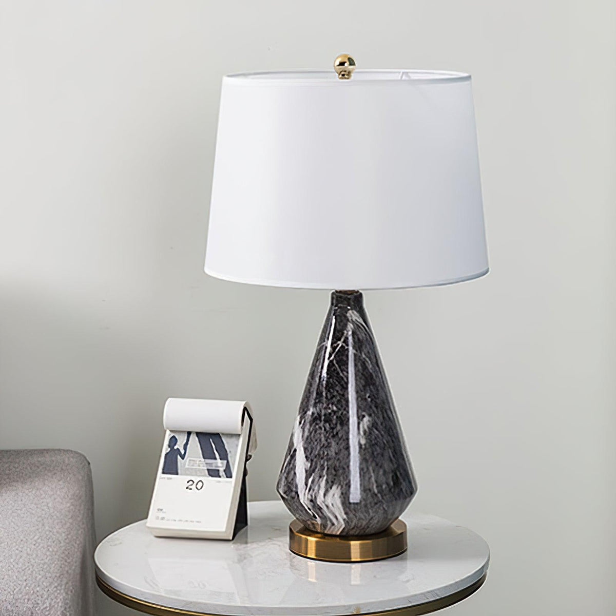 Elysian White & Black Marble Table Lamp