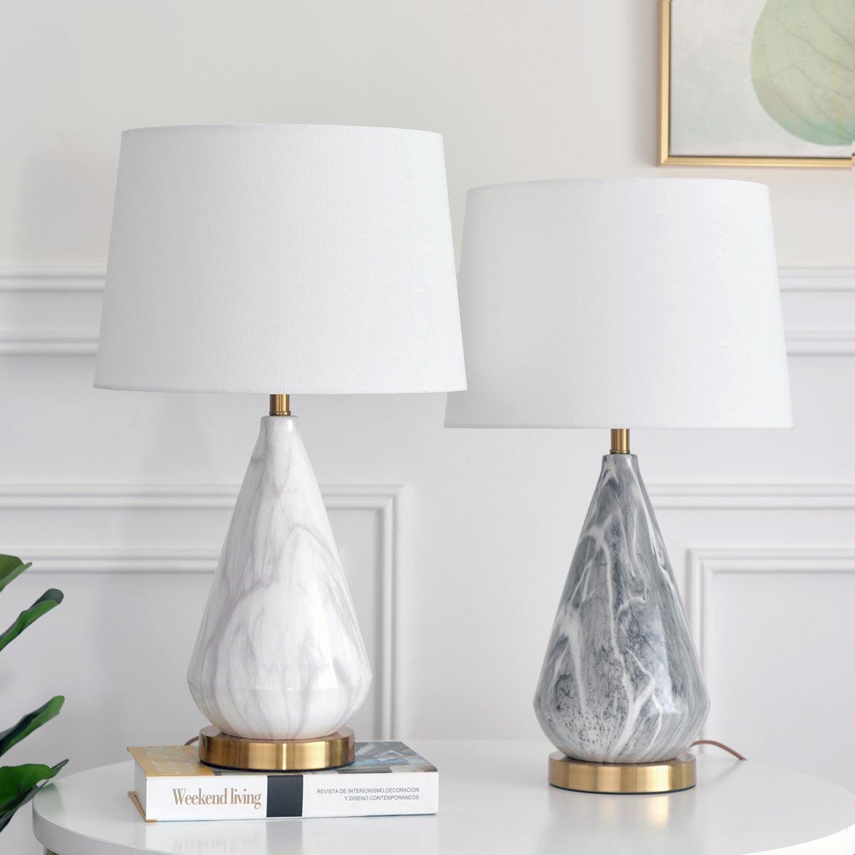 Elysian White & Black Marble Table Lamp