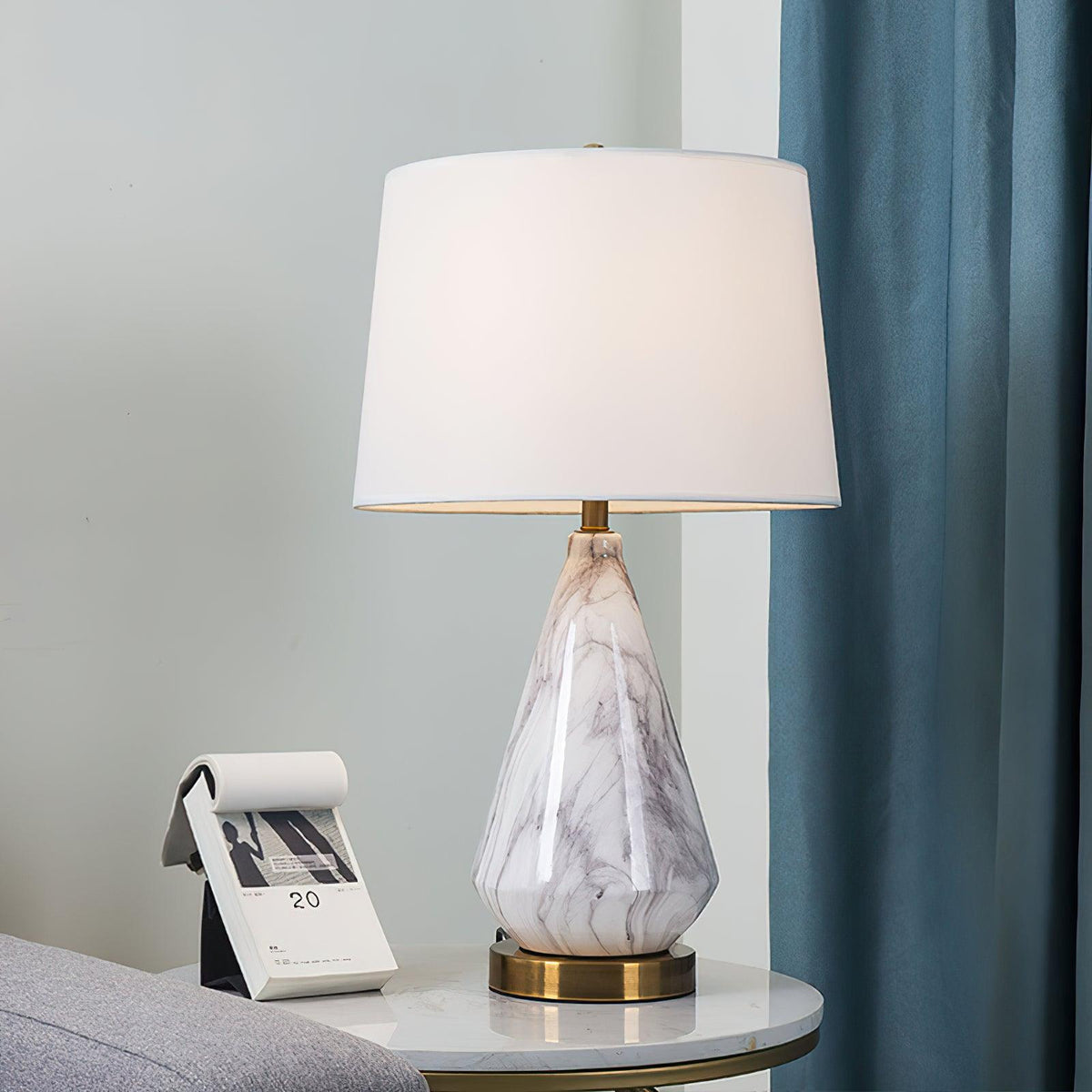 Elysian White & Black Marble Table Lamp